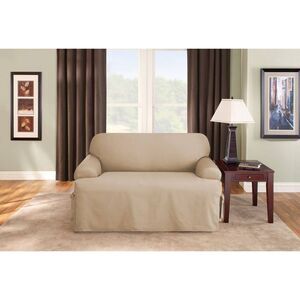 Sure Fit - Duck T Cushion Loveseat Slipcover Tan - Sure Fit: Tan